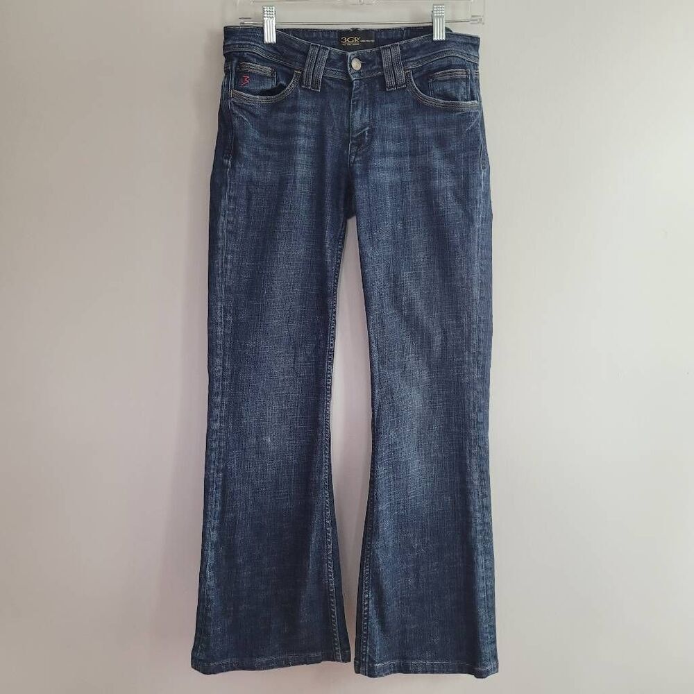 Vintage y2k low rise flared bootcut jeans dark wash mcbling preppy